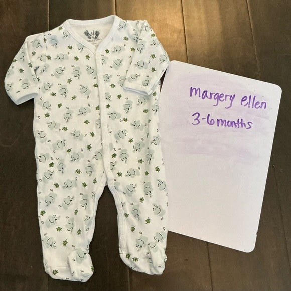 Baby by Margery Ellen White Elephant Print Baby One Piece - Picture 1 of 3